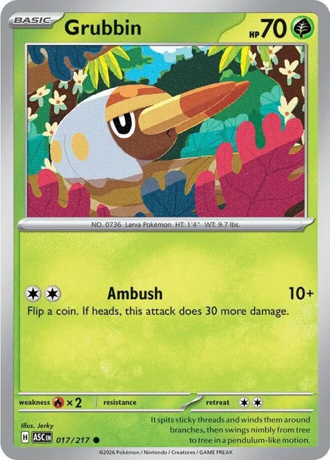 Grubbin #017/217 Pokémon card from Ascended Heroes