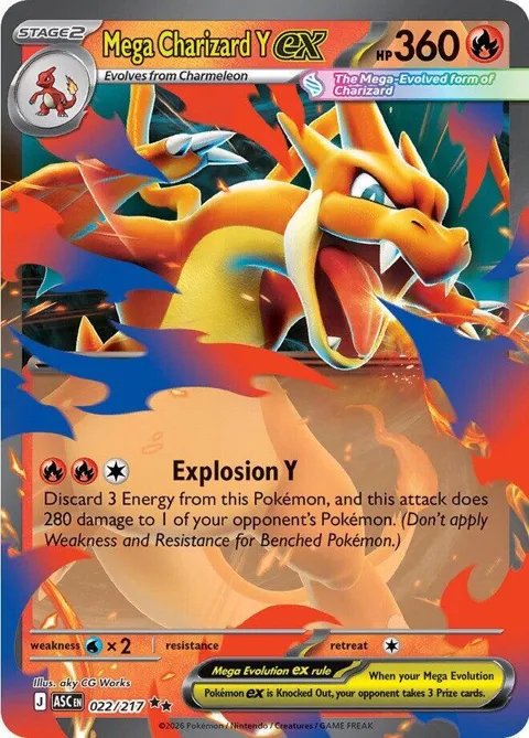 Mega Charizard Y ex #022/217 Holofoil Pokémon card from Ascended Heroes