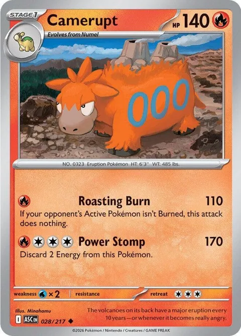 Camerupt #028/217 Pokémon card from Ascended Heroes