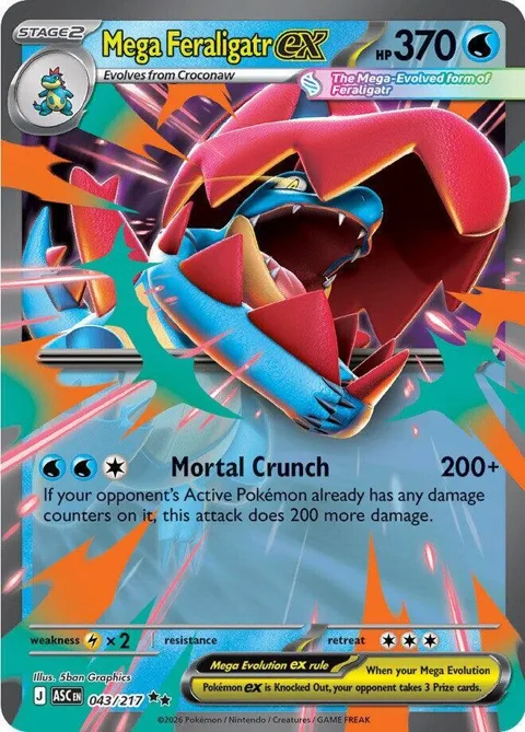 Mega Feraligatr ex #043/217 Holofoil Pokémon card from Ascended Heroes