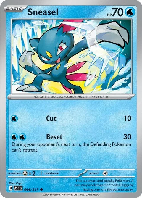 Sneasel #044/217 Pokémon card from Ascended Heroes