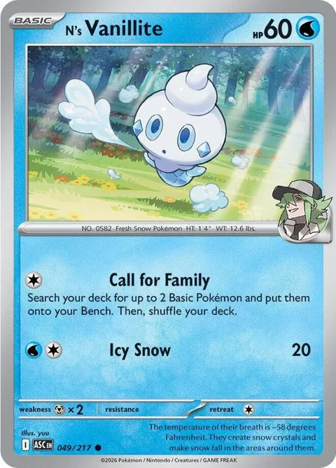 N's Vanillite #049/217 Pokémon card from Ascended Heroes