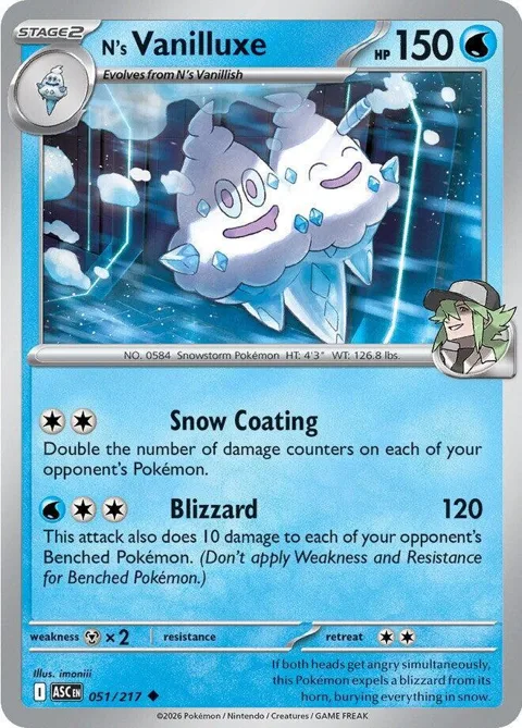 N's Vanilluxe #051/217 Pokémon card from Ascended Heroes