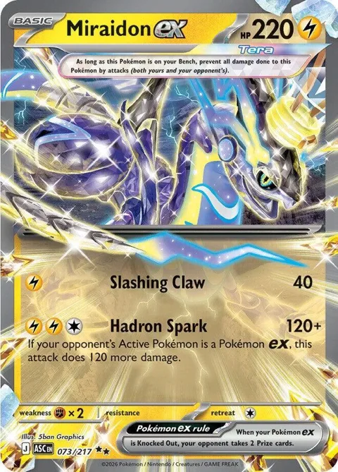Miraidon ex #073/217 Holofoil Pokémon card from Ascended Heroes
