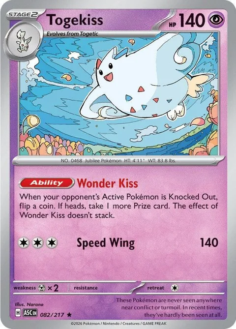 Togekiss #082/217 Holofoil Pokémon card from Ascended Heroes