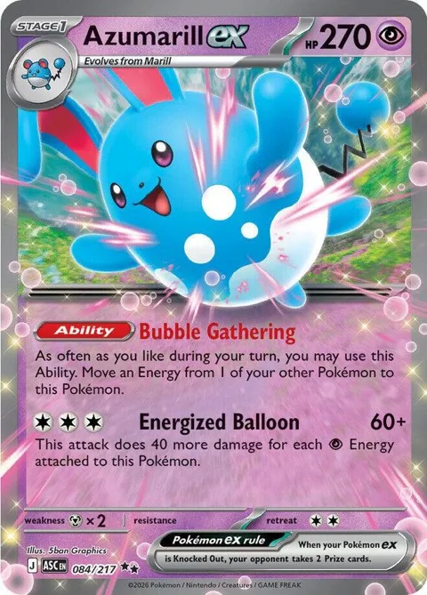 Azumarill ex #084/217 Holofoil Pokémon card from Ascended Heroes