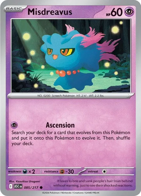 Misdreavus #085/217 Pokémon card from Ascended Heroes