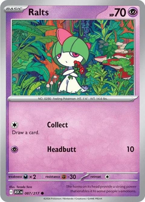 Ralts #087/217 Pokémon card from Ascended Heroes