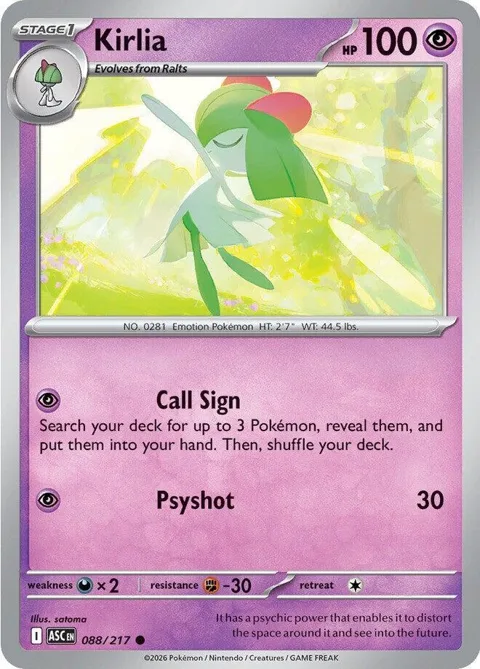 Kirlia #088/217 Pokémon card from Ascended Heroes