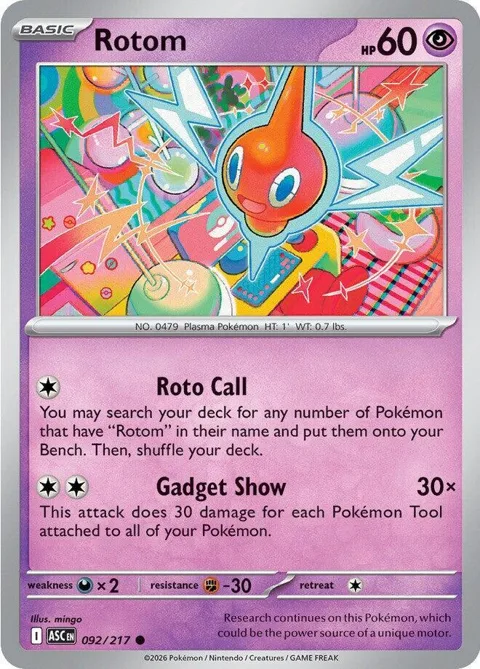 Rotom #092/217 Pokémon card from Ascended Heroes