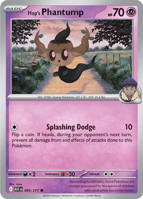 Hop's Phantump #095/217 Pokémon card from Ascended Heroes