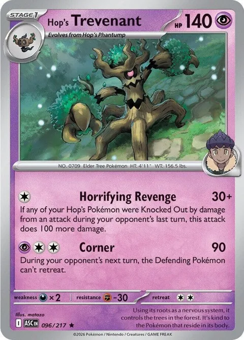 Hop's Trevenant #096/217 Holofoil Pokémon card from Ascended Heroes