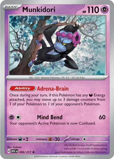 Munkidori #099/217 Holofoil Pokémon card from Ascended Heroes