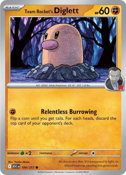 Team Rocket's Diglett #100/217 Pokémon card from Ascended Heroes