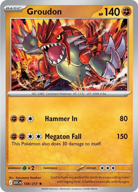 Groudon #108/217 Holofoil Pokémon card from Ascended Heroes