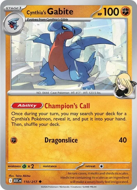 Cynthia's Gabite #110/217 Pokémon card from Ascended Heroes