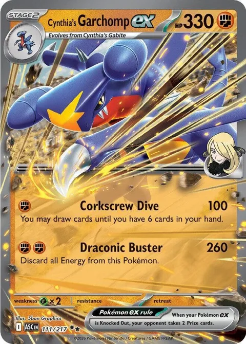 Cynthia's Garchomp ex #111/217 Holofoil Pokémon card from Ascended Heroes