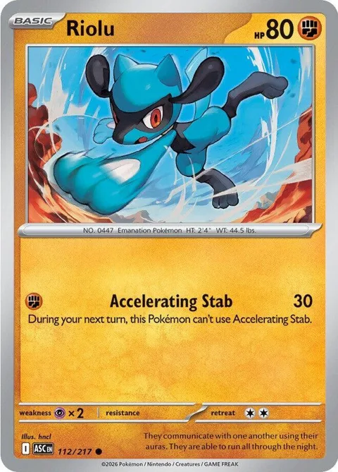 Riolu #112/217 Pokémon card from Ascended Heroes
