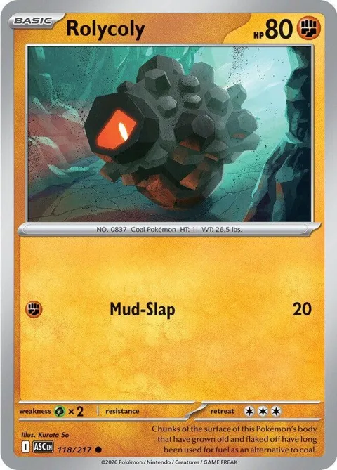 Rolycoly #118/217 Pokémon card from Ascended Heroes