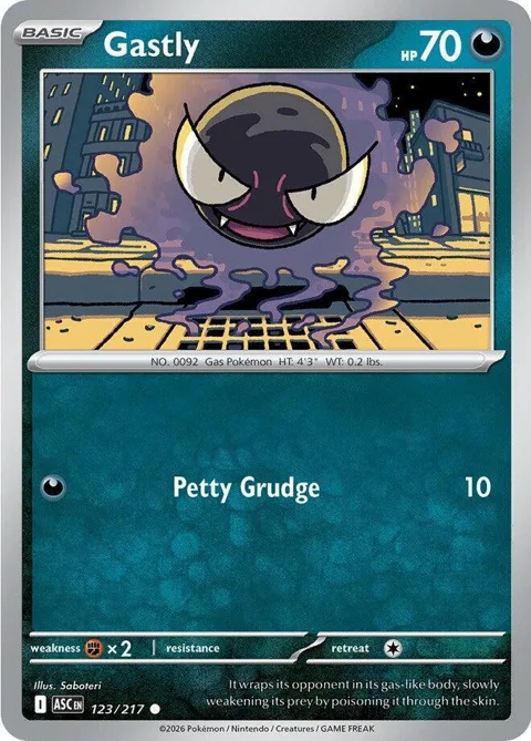 Gastly #123/217 Pokémon card from Ascended Heroes