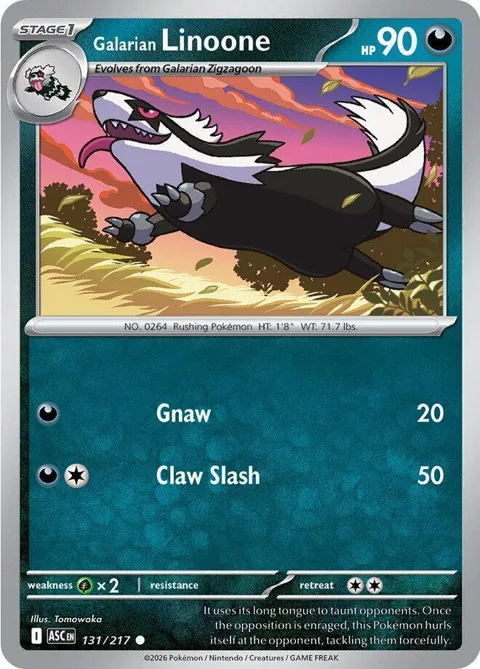 Galarian Linoone #131/217 Pokémon card from Ascended Heroes
