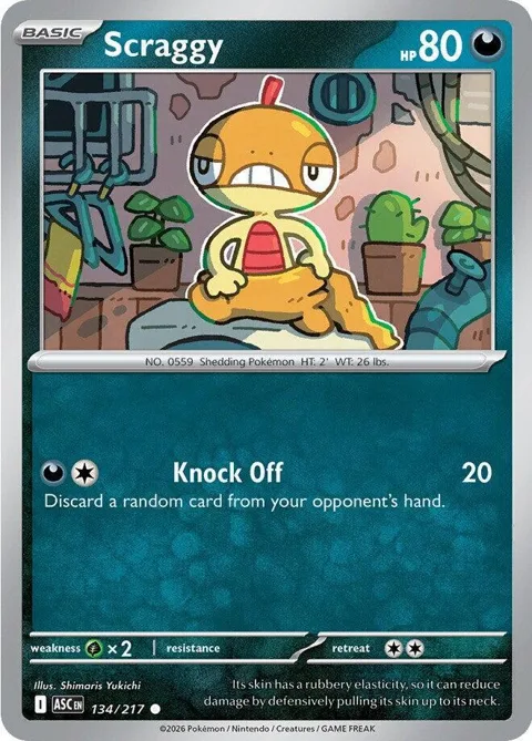 Scraggy #134/217 Pokémon card from Ascended Heroes