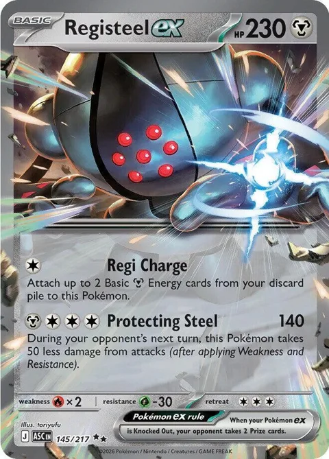 Registeel ex #145/217 Holofoil Pokémon card from Ascended Heroes