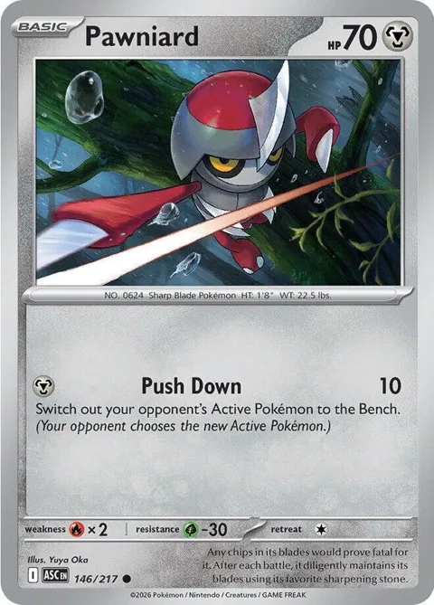 Pawniard #146/217 Pokémon card from Ascended Heroes
