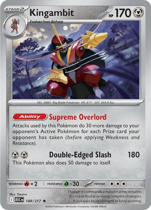 Kingambit #148/217 Holofoil Pokémon card from Ascended Heroes