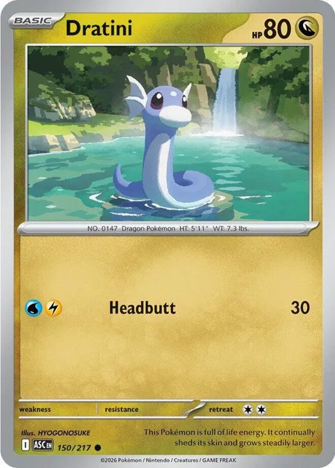 Dratini #150/217 Pokémon card from Ascended Heroes
