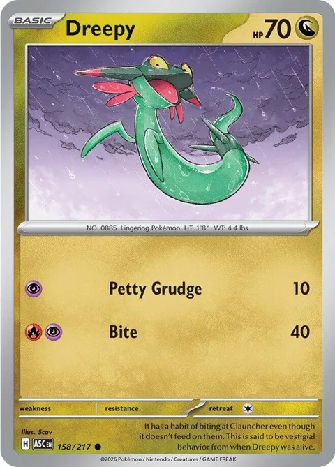 Dreepy #158/217 Pokémon card from Ascended Heroes