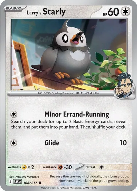 Larry's Starly #168/217 Pokémon card from Ascended Heroes