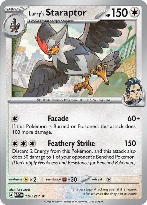 Larry's Staraptor #170/217 Holofoil Pokémon card from Ascended Heroes