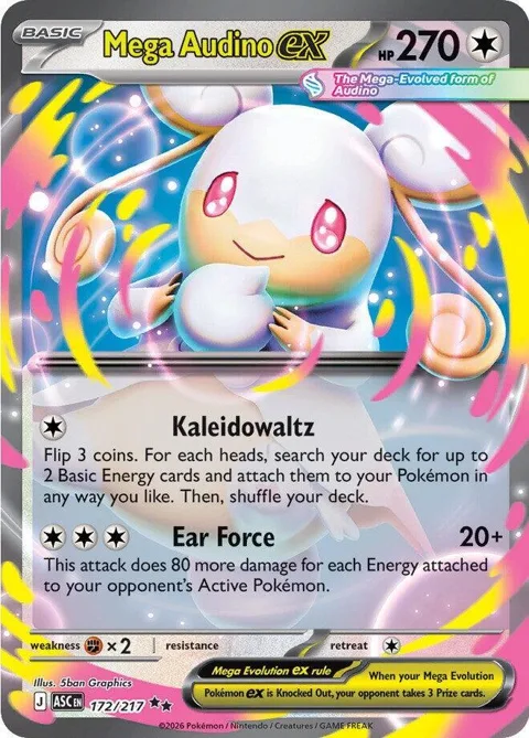 Mega Audino ex #172/217 Holofoil Pokémon card from Ascended Heroes