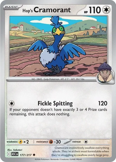 Hop's Cramorant #177/217 Pokémon card from Ascended Heroes