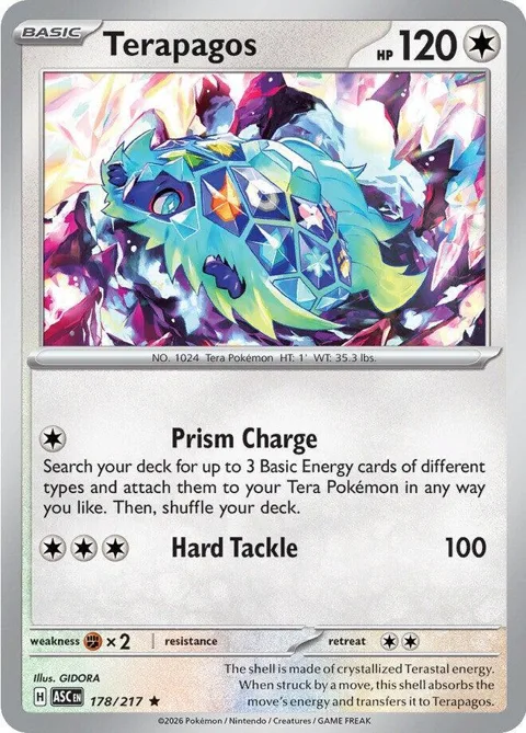 Terapagos #178/217 Holofoil Pokémon card from Ascended Heroes