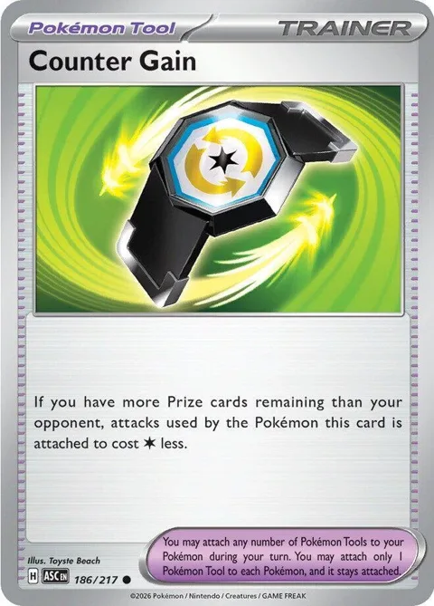 Counter Gain #186/217 Reverse Holofoil Pokémon card from Ascended Heroes