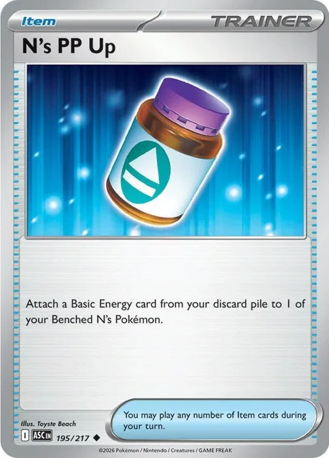 N's PP Up #195/217 Reverse Holofoil Pokémon card from Ascended Heroes