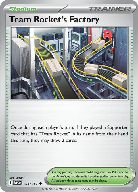 Team Rocket's Factory #203/217 Pokémon card from Ascended Heroes