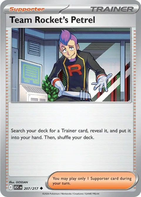 Team Rocket's Petrel #207/217 Reverse Holofoil Pokémon card from Ascended Heroes