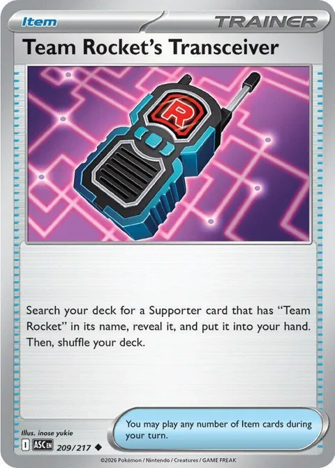 Team Rocket's Transceiver #209/217 Pokémon card from Ascended Heroes
