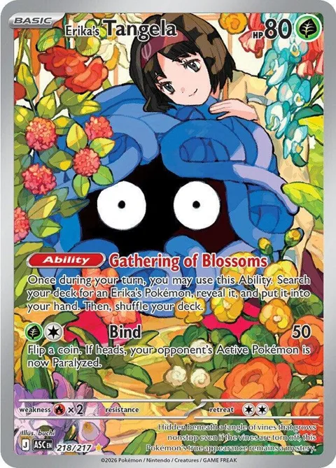 Erika's Tangela #218/217 Holofoil Pokémon card from Ascended Heroes