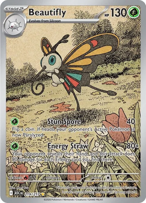 Beautifly #219/217 Holofoil Pokémon card from Ascended Heroes