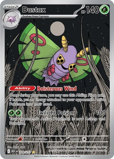 Dustox #220/217 Holofoil Pokémon card from Ascended Heroes