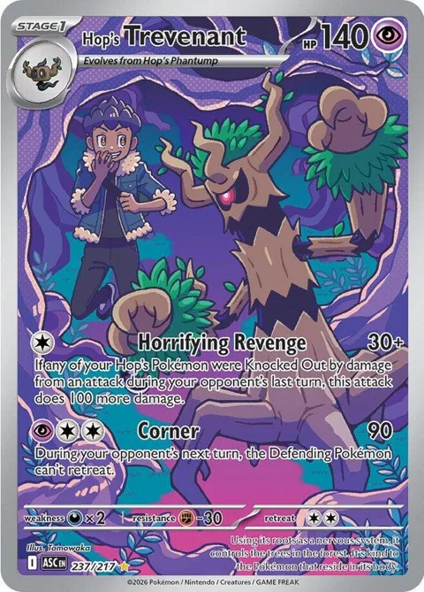 Hop's Trevenant #237/217 Holofoil Pokémon card from Ascended Heroes