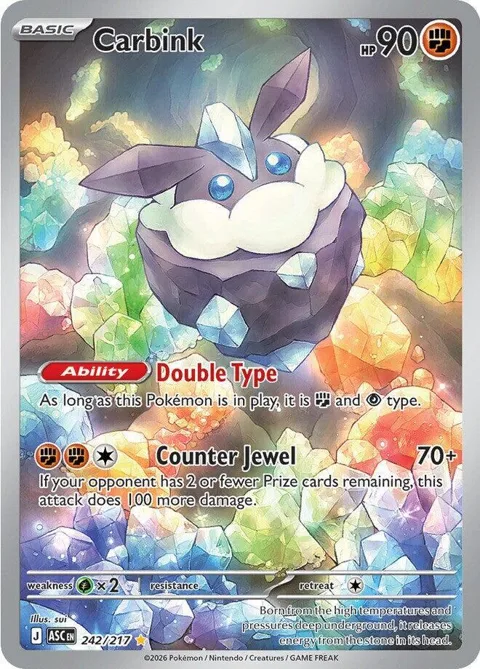 Carbink #242/217 Holofoil Pokémon card from Ascended Heroes