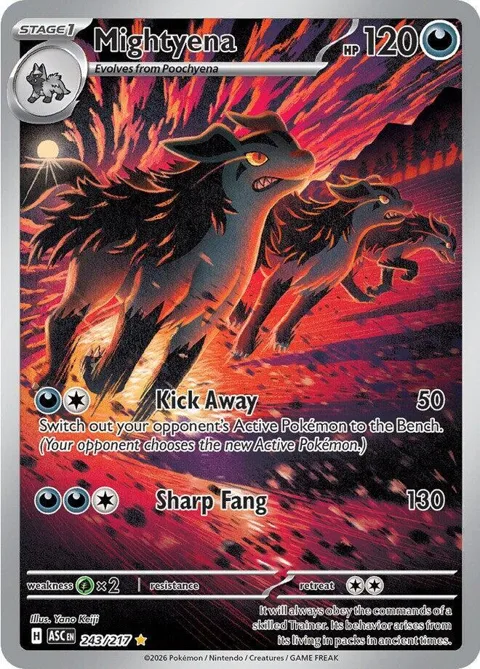 Mightyena #243/217 Holofoil Pokémon card from Ascended Heroes