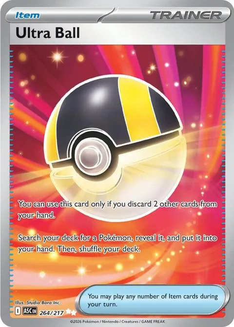 Ultra Ball #264/217 Holofoil Pokémon card from Ascended Heroes