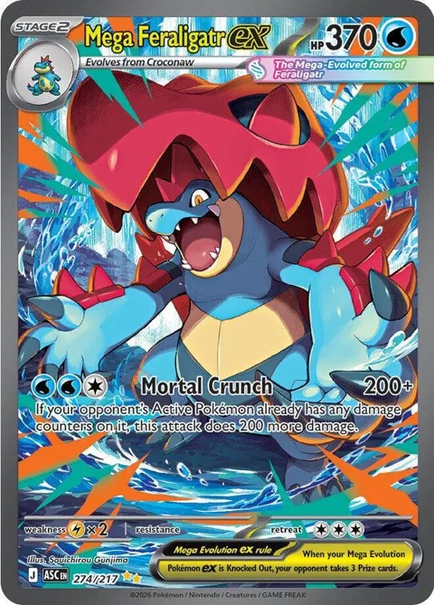 Mega Feraligatr ex #274/217 Holofoil Pokémon card from Ascended Heroes