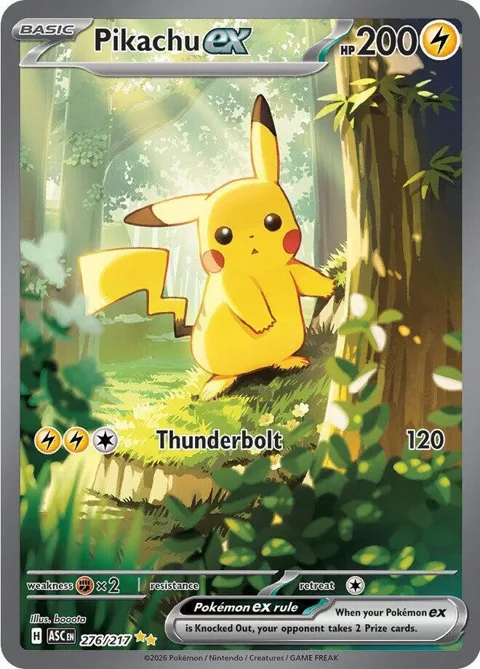 Pikachu ex #276/217 Holofoil Pokémon card from Ascended Heroes